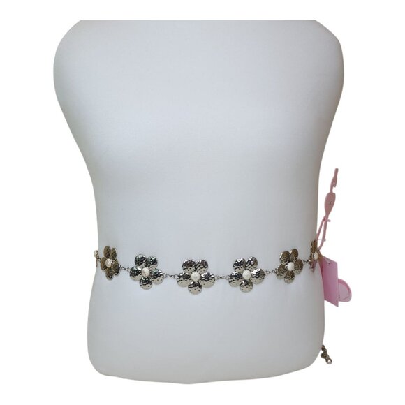 Silver Floral Chain Belt L/XL By Truelove Accessories Concho Belt - Picture 2 of 16